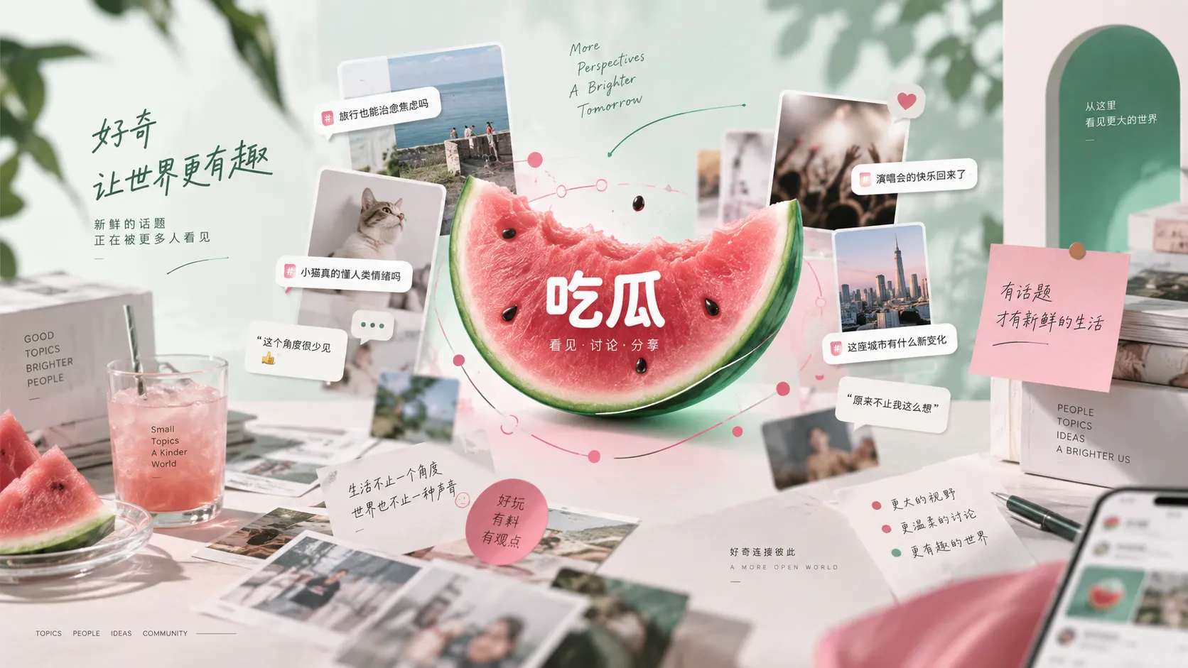 娱乐话题的杂志式视觉插图